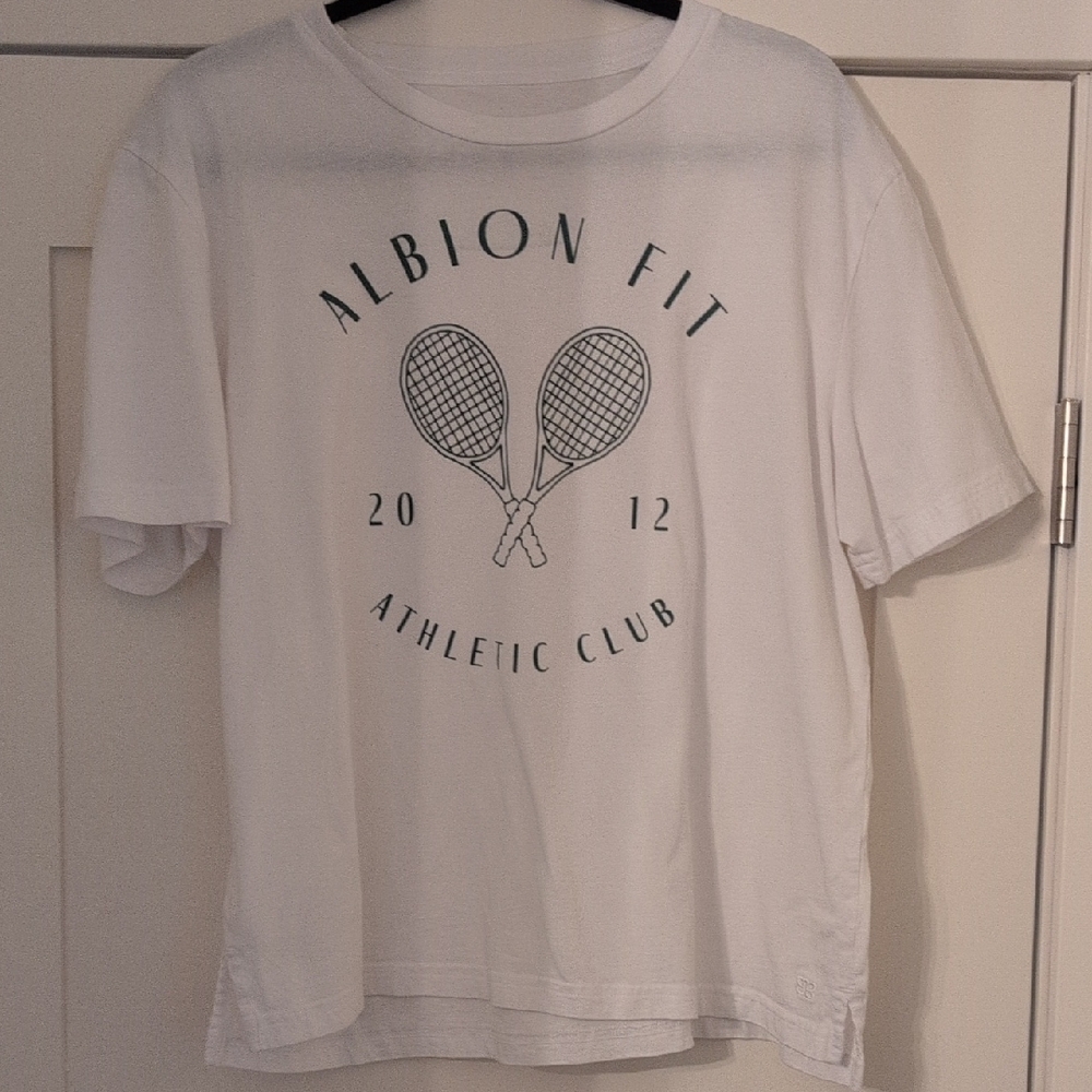 Oversized Tee, White Tennis Graphic - XL 